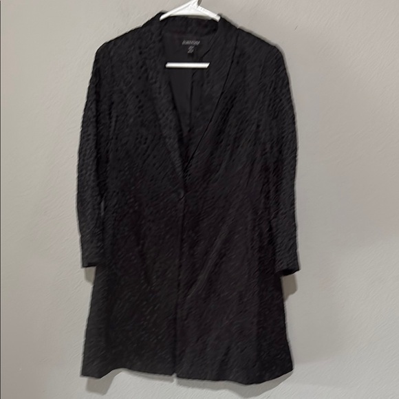 Eileen Fisher black Textured polka dot silk one button blazer Jacket - Picture 5 of 10